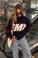 Payton | Dames Drop Shoulder Lange Mouw Graphic Gebreide Trui