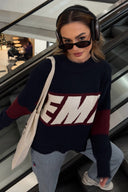 Payton | Dames Drop Shoulder Lange Mouw Graphic Gebreide Trui