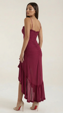 Phoebe | Dames Mouwloze Ruffle Maxi Herfst Bruiloft Gast Jurk