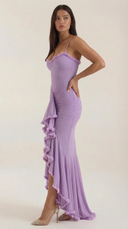 Phoebe | Dames Mouwloze Ruffle Maxi Herfst Bruiloft Gast Jurk
