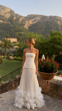 Prairie | Dames Corset Strapless Geplooid Maxi Herfst Bruidsgast Jurk