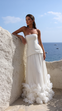 Prairie | Dames Corset Strapless Geplooid Maxi Herfst Bruidsgast Jurk
