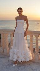 Prairie | Dames Corset Strapless Geplooid Maxi Herfst Bruidsgast Jurk