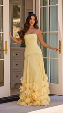 Prairie | Dames Corset Strapless Geplooid Maxi Herfst Bruidsgast Jurk