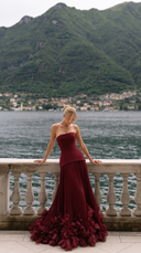 Prairie | Dames Corset Strapless Geplooid Maxi Herfst Bruidsgast Jurk