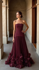 Prairie | Dames Corset Strapless Geplooid Maxi Herfst Bruidsgast Jurk