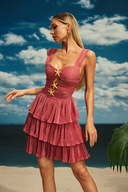 Presley | Dames Starfish Cutout Gelaagde Ruffle Plissé Mini Jurk