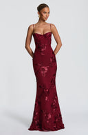 Quincy | Dames Sweetheart Halslijn Bloem Geborduurde Maxi Herfst Gelegenheid Jurk