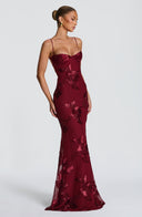 Quincy | Dames Sweetheart Halslijn Bloem Geborduurde Maxi Herfst Gelegenheid Jurk