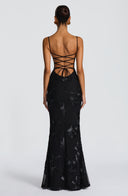 Quincy | Dames Sweetheart Halslijn Bloem Geborduurde Maxi Herfst Gelegenheid Jurk