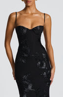 Quincy | Dames Sweetheart Halslijn Bloem Geborduurde Maxi Herfst Gelegenheid Jurk