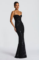 Quincy | Dames Sweetheart Halslijn Bloem Geborduurde Maxi Herfst Gelegenheid Jurk