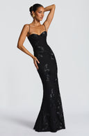 Quincy | Dames Sweetheart Halslijn Bloem Geborduurde Maxi Herfst Gelegenheid Jurk