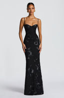 Quincy | Dames Sweetheart Halslijn Bloem Geborduurde Maxi Herfst Gelegenheid Jurk
