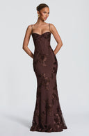 Quincy | Dames Sweetheart Halslijn Bloem Geborduurde Maxi Herfst Gelegenheid Jurk