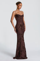 Quincy | Dames Sweetheart Halslijn Bloem Geborduurde Maxi Herfst Gelegenheid Jurk