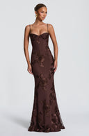 Quincy | Dames Sweetheart Halslijn Bloem Geborduurde Maxi Herfst Gelegenheid Jurk
