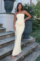 Rae | Dames Strapless Corset Rimpel Avond Maxi Bruidsgast Jurk