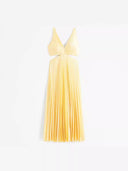Madison | Geel geplooide maxi-jurk