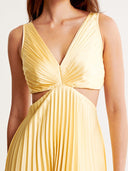 Madison | Geel geplooide maxi-jurk