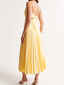 Madison | Geel geplooide maxi-jurk