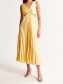 Madison | Geel geplooide maxi-jurk