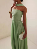 Edith | Groen strapless maxi-jurk
