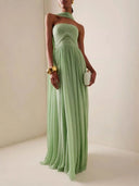 Edith | Groen strapless maxi-jurk