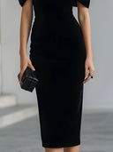 Rory | Vrouwen Midi Jurk met Korte Mouwen en Statement Strik