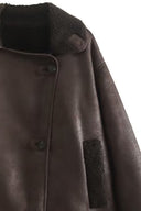 Rozemarijn | Dames Faux Leather Shearling Aviator Jacket