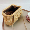 Rowana | Women’s Woven Studded Clutch Bag Crossbody Chain
