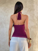 Sabrina | Dames Halter Ruffle Mouwloze Doorzichtige Laagjes Feesttop