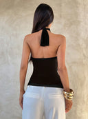 Sabrina | Dames Halter Ruffle Mouwloze Doorzichtige Laagjes Feesttop