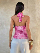 Sabrina | Dames Halter Ruffle Mouwloze Doorzichtige Laagjes Feesttop