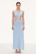 Selene | Dames Kanten Plunge Rugloze Maxi Jurk