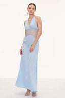 Selene | Dames Kanten Plunge Rugloze Maxi Jurk