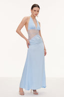 Selene | Dames Kanten Plunge Rugloze Maxi Jurk