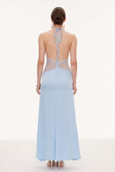 Selene | Dames Kanten Plunge Rugloze Maxi Jurk