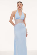 Selene | Dames Kanten Plunge Rugloze Maxi Jurk