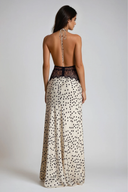 Selene | Dames Kanten Plunge Rugloze Maxi Jurk