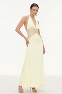 Selene | Dames Kanten Plunge Rugloze Maxi Jurk