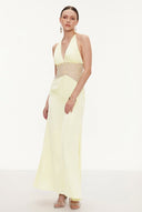 Selene | Dames Kanten Plunge Rugloze Maxi Jurk