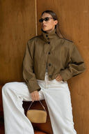 Shannon | Dames Cropped Hoge Hals Utility Jas