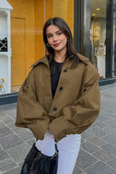 Shannon | Dames Cropped Hoge Hals Utility Jas