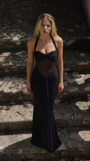 Zondag | Dames Ruched Bust Mesh Halter Maxi Avondjurk