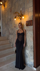 Zondag | Dames Ruched Bust Mesh Halter Maxi Avondjurk