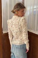 Susan | Dames Floral Lace Mandarin Collar Knopen Voor Cardigan