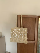 Suze | Dames Sequined Geweven Schoudertas Vakantie Strandtas