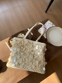 Suze | Dames Sequined Geweven Schoudertas Vakantie Strandtas