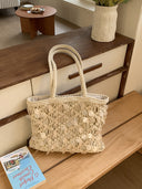 Suze | Dames Sequined Geweven Schoudertas Vakantie Strandtas
